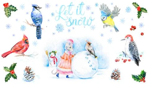Christmas card set Stock Illustration