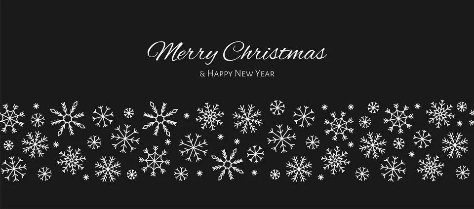 Christmas card snowflake pattern border line flat Stock Illustration