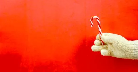 Christmas card with space to insert congratulatory words. On a red background, a Stock Photos