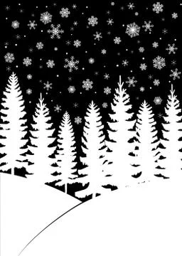 Christmas card with trees Stock Illustration