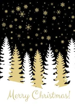 Christmas card with trees Stock Illustration