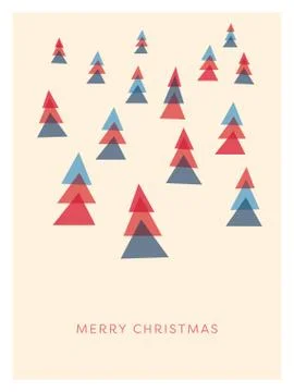 Christmas card vector template with retro abstract christmas tree in background Stock Illustration