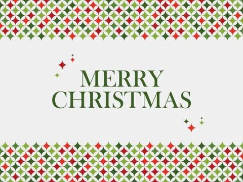 Christmas card vector template with star pattern in typical xmas colors Stock Illustration