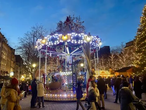 Christmas carousel Stock Photos