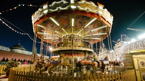 Christmas carousel. Time-Laps Stock Footage 45804662
