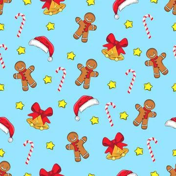 Christmas cartoon seamless pattern vector illustration. Illustrazione stock