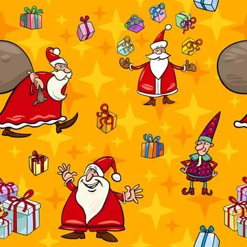Christmas cartoon seamless pattern wrapper Seamless Pattern Cartoon Illust... Stock Photos