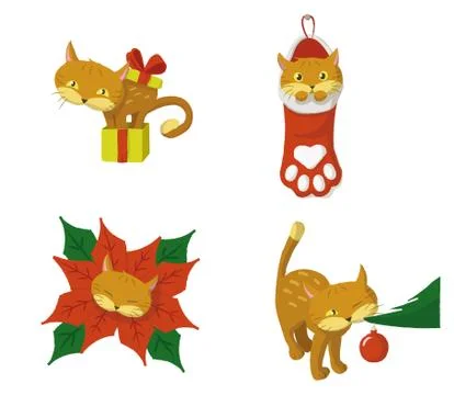 CHRISTMAS CAT Ilustración de archivo