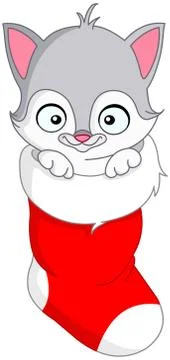 Christmas cat Illustrazione stock