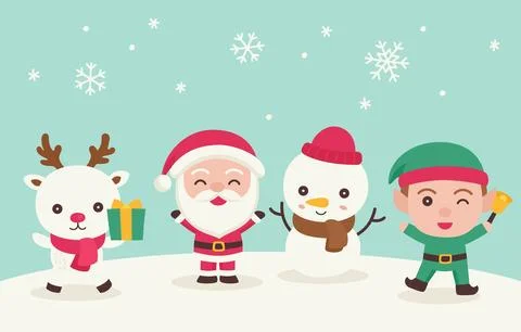 Christmas character and elements in flat design Stock Illustration