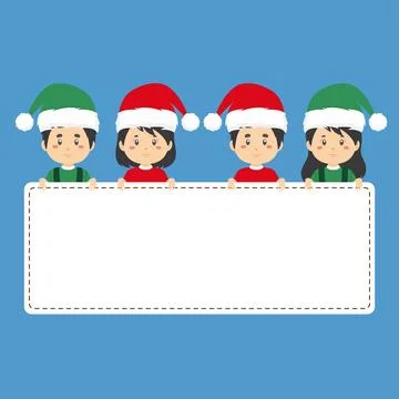 Christmas Character with Blank Board Stock Illustration