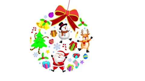 Christmas Characters and Christmas elements design in circle shape. Video stock 137286636