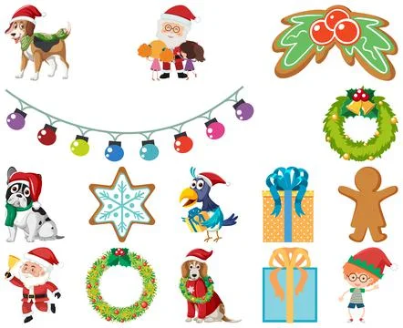 Christmas characters and elements set Stock Illustration