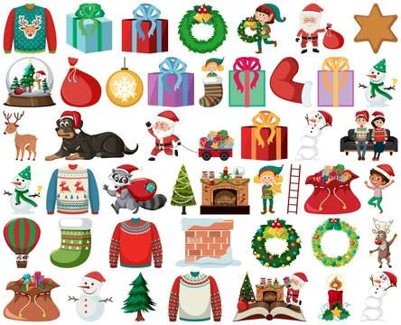 Christmas characters and elements set Stock Illustration