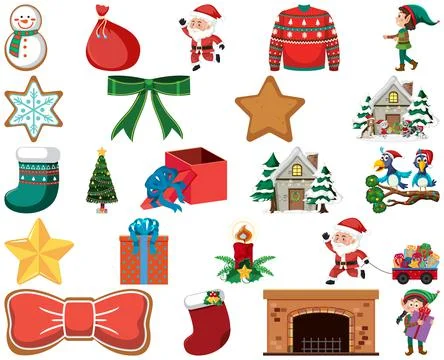 Christmas characters and elements set Illustrazione stock
