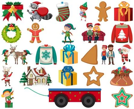 Christmas characters and elements set Stock Illustration