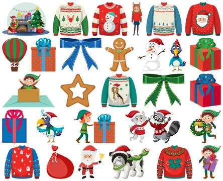 Christmas characters and elements set イラスト素材