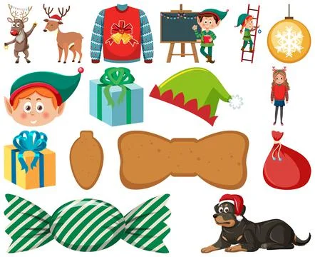 Christmas characters and elements set Illustrazione stock