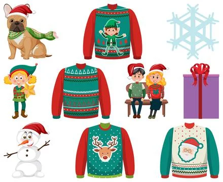 Christmas characters and elements set Stock Illustration