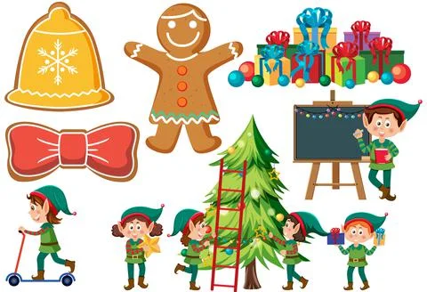 Christmas characters and elements set Stock Illustration