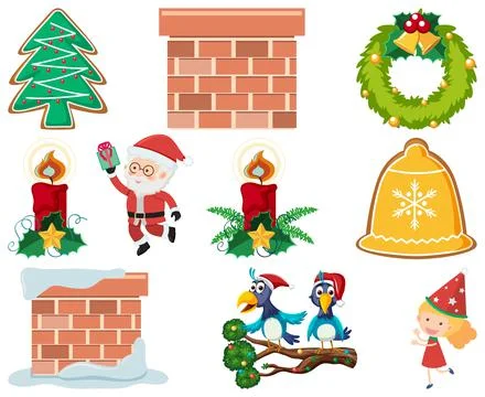 Christmas characters and elements set Stock Illustration
