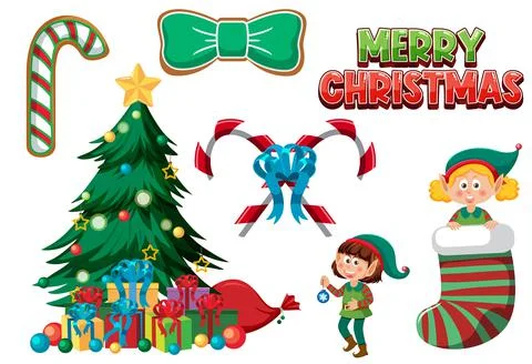 Christmas characters and elements set イラスト素材