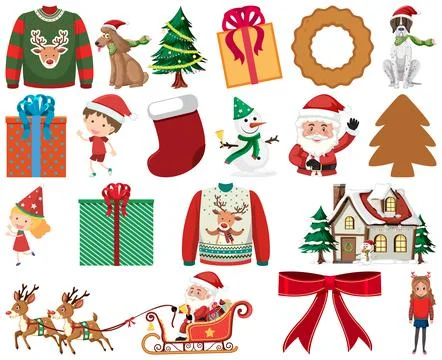 Christmas characters and elements set Stockillustratie
