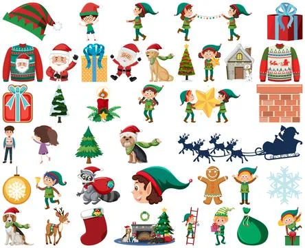 Christmas characters and elements set イラスト素材