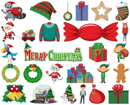 Christmas characters and elements set イラスト素材