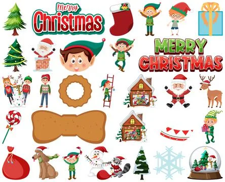 Christmas characters and elements set Stockillustratie