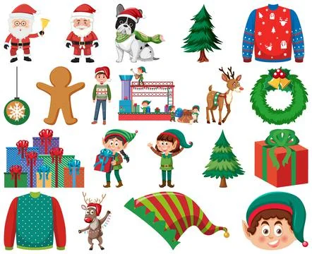 Christmas characters and elements set Stock Illustration