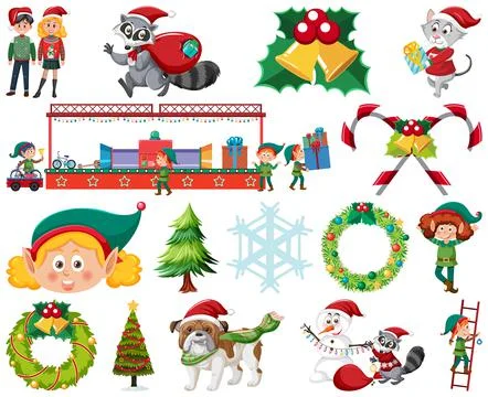 Christmas characters and elements set Stock Illustration