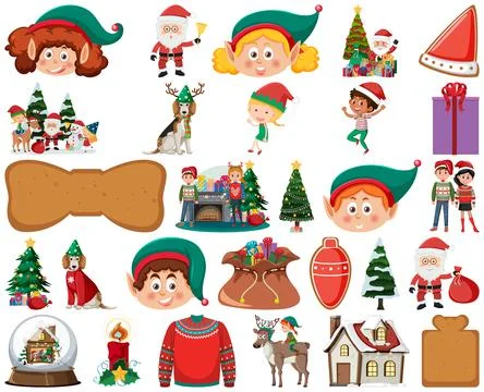 Christmas characters and elements set Stock Illustration