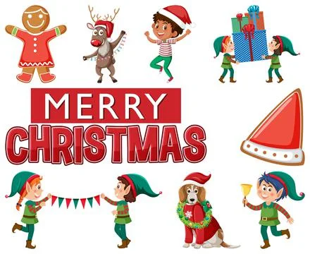 Christmas characters and elements set イラスト素材