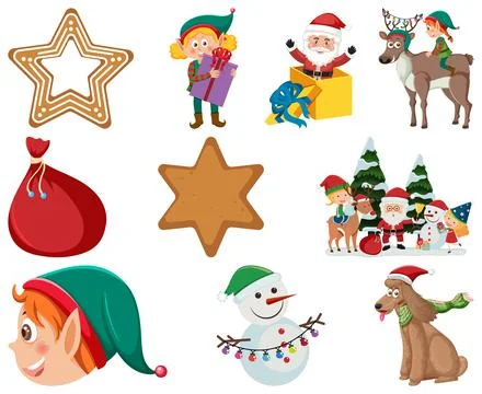 Christmas characters and elements set Stock Illustration