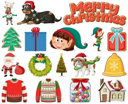 Christmas characters and elements set イラスト素材