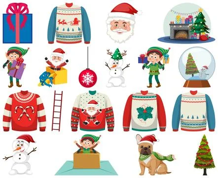 Christmas characters and elements set イラスト素材