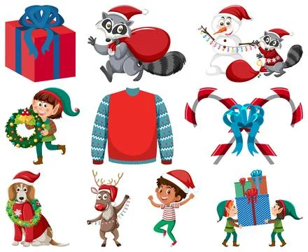 Christmas characters and elements set Stockillustratie
