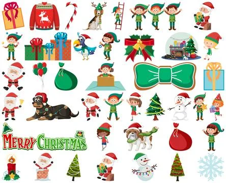 Christmas characters and elements set Illustrazione stock