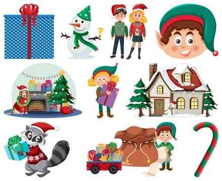 Christmas characters and elements set イラスト素材