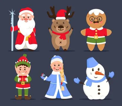 Christmas characters set Stock Illustration