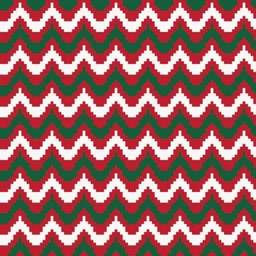 Christmas Chevron wave knitting pattern design in red, green, and white for.. Stock Illustration