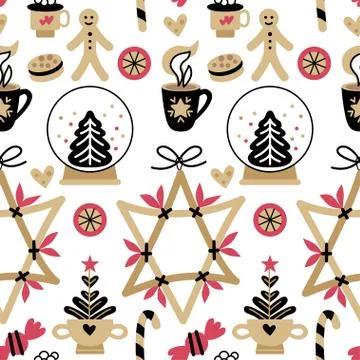 Christmas chic pattern. One of 12 hygge seamless. Stock Illustration