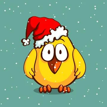 Christmas Chicken In Hat Stock Illustration