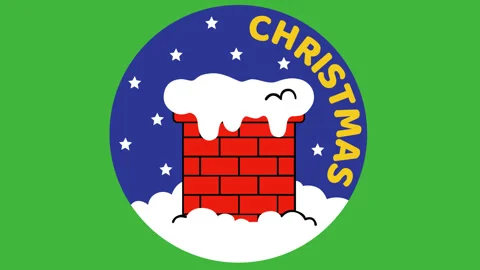Christmas Chimney Motion Graphics Background with Snow, Stars, and Festive H Vídeos de archivo 347625758