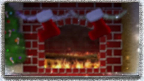 Christmas Chimney Window background Stock Footage 294251958