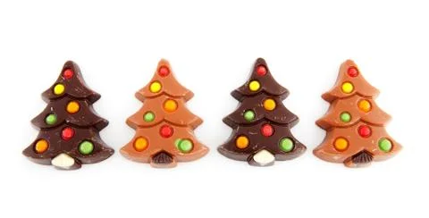 Christmas chocolate candy in shape of tree Stock Photos