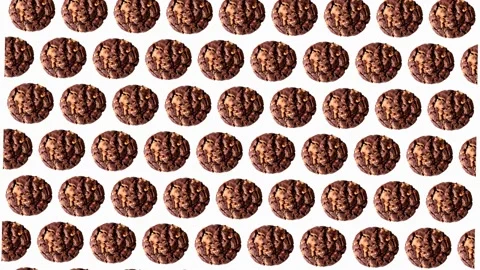 Christmas chocolate chip cookies pattern Stock Footage 166412159