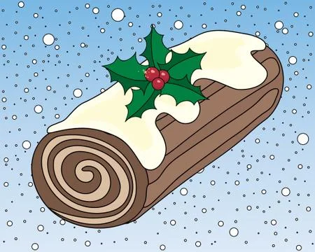 Christmas chocolate log Stock Illustration