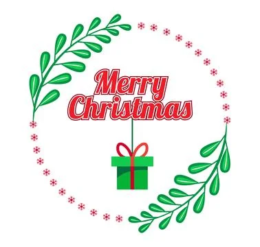 Christmas circle border with gift vector Illustrazione stock